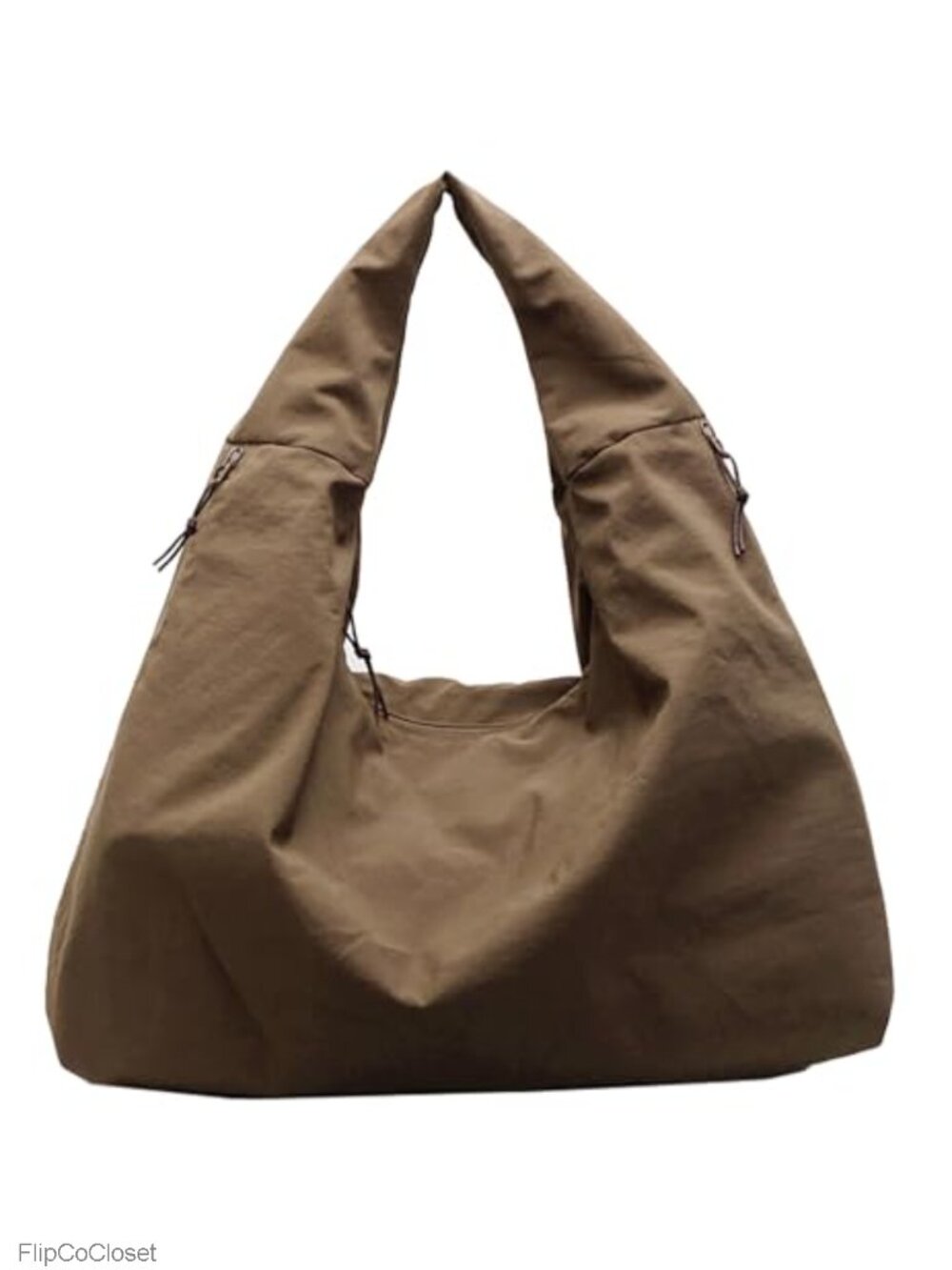 Slouchy Nylon Tote Bag Pleated Multi Pocket Shoulder Handbag Large Travel